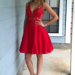 Red Embroidered Homecoming Dress JVN 41452